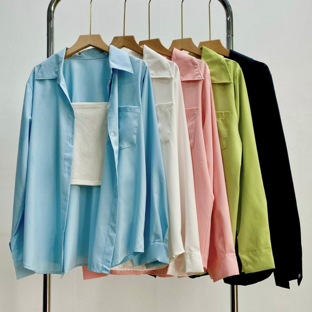 Ảnh Áo Sơ Mi Bigsize Nữ Tay Dài Có Túi Basic Thời Trang Công Sở Form Rộng Ulzzang Hàn Quốc SM20 3