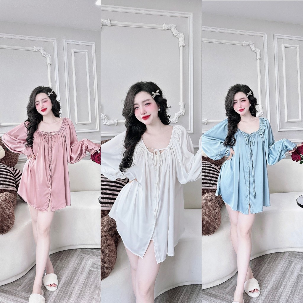 Đầm Ngủ Nữ Bigsize, Váy Ngủ Bigsize lụa Latin cao cấp mềm mại xinh