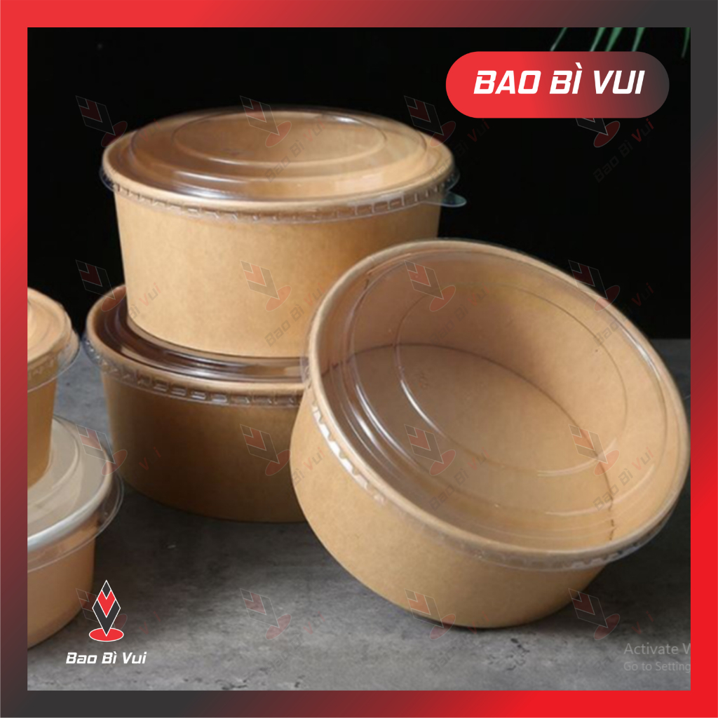 ( 100 Cái) Tô giấy  Tô giấy Kraft 750 /1000 ml - BAO BÌ VUI