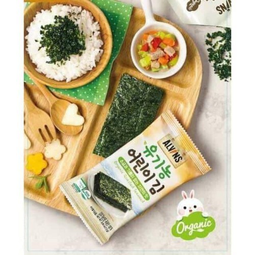 Rong Biển Tách Muối Hữu Cơ Alvins cho bé, Rong Biển Hữu Cơ Dạng Lá Alvins Hàn Quốc 15g - hanzo2009