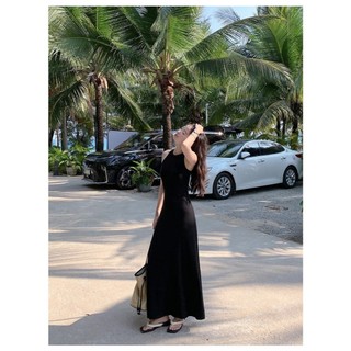 Váy nữ chất thun tăm ôm body D1662, đầm nữ cổ tròn sát nách dáng dài thiết kế năng động trẻ trung YuuMi Style