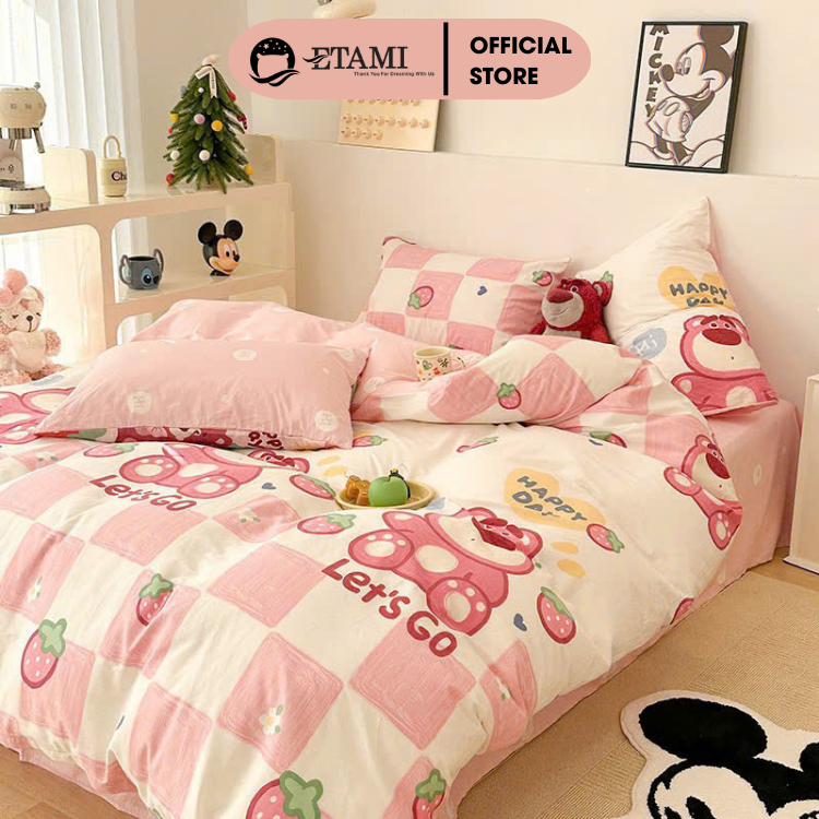 Ảnh Bộ chăn ga gối cotton poly cute mẫu mới ETAMI miễn phí bo chun ga trải giường 3
