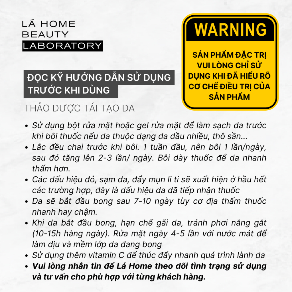 Đông Y Tái Tạo Da Lá Home 110ml (Loại Cốt Đặc Biệt) - Da Dầu Mụn, Da Khỏe, Da Sạm Nám