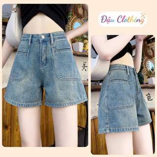 Quần Jean Nữ Ngắn Bigsize Ống Rộng Lưng Cao Chất Denim Đứng Form Phối Túi Sành Điệu Q512