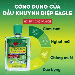 Combo dầu Eagle Brand Eucalyptus Oil Plus+ (25ml) + dầu Eagle Brand Eucalyptus Oil (30ml) + ống hít Eagle Inhaler (1.1g)