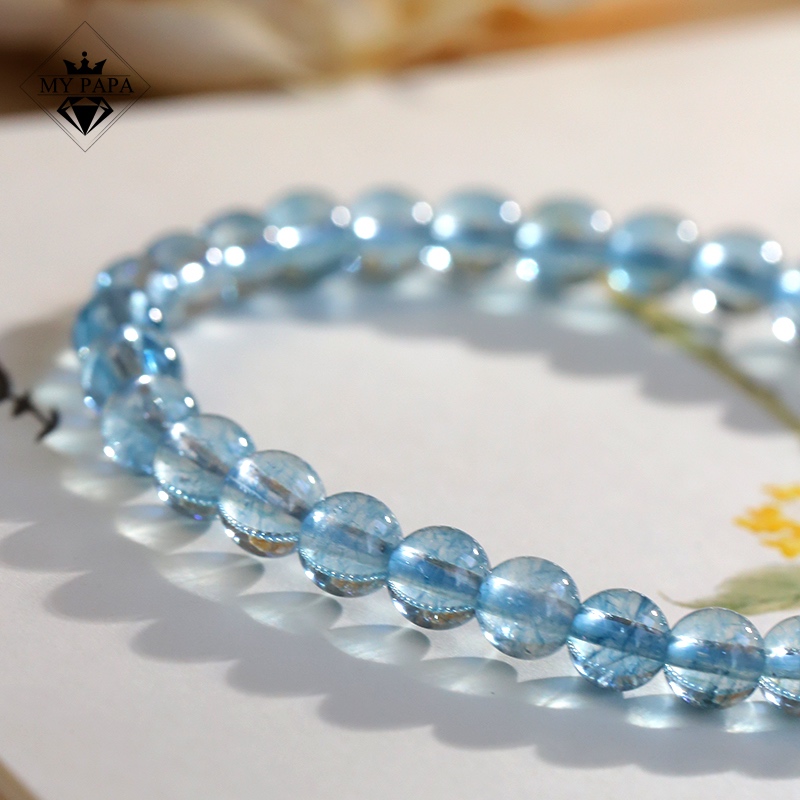 Ảnh Vòng Tay Thạch Anh Trắng Blue Sky Trong Xanh Brazil MYPAPA - Điều hoà cảm xúc 3