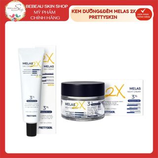 BỘ ĐÔI KEM DƯỠNG  PRETTY SKIN MELAS 2X SÁNG TRẮNG DA MỜ THÂM NÁM 50ML - BEBEAU