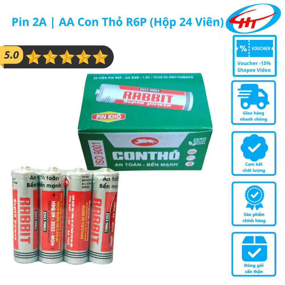 Pin 2A | AA Con Thỏ R6P (Hộp 24 Viên) | Shopee Việt Nam