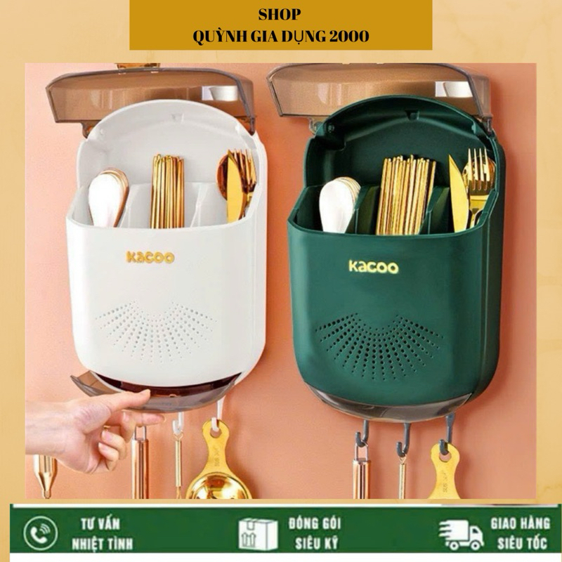 Hộp đựng đũa muỗng treo tường kacoo thoáng khí ngăn ẩm mốc, Ống đựng ...