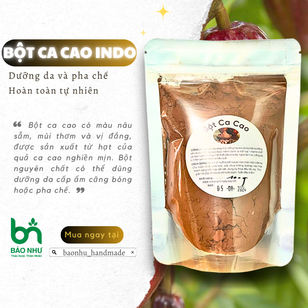 Bột Cacao Indonesia Organic Nguyên Chất Dưỡng Da & Pha Chế | Shopee ...