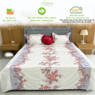 Ga chun/ ga chun trần/ BỘ Everon epm 20069 màu trắng hoa đỏ chất liệu Modal mềm mát