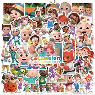 Set combo 50 miếng dán sticker thiếu nhi COCOMELON JJ chống thấm nước dán nón mũ bảo hiểm laptop vali sổ sách