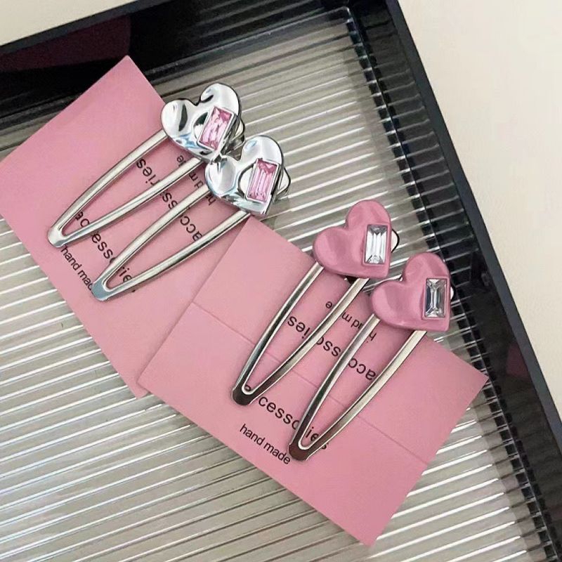 CHARM BẠC ĐÁ HỒNG PHONG CÁCH Y2K TRANG TRÍ KẸP TÓC
