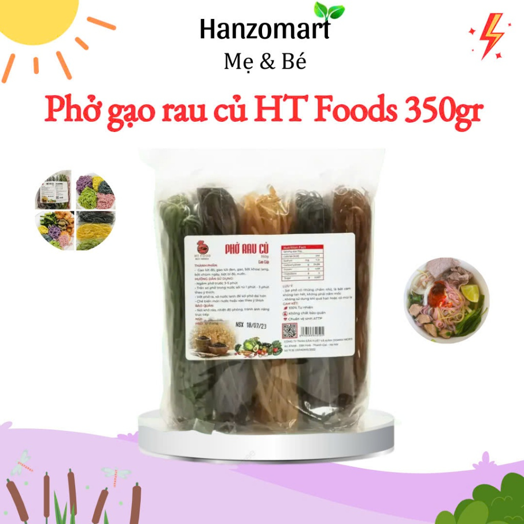 Phở gạo rau củ ăn liền hữu cơ cho bé ăn dặm HT FOODS 350gr