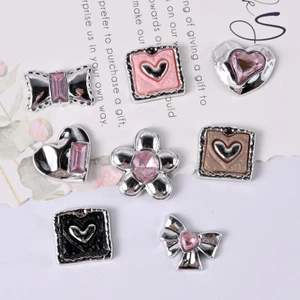 CHARM BẠC ĐÁ HỒNG PHONG CÁCH Y2K TRANG TRÍ KẸP TÓC
