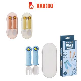 Set thìa dĩa ăn dặm cho bé giúp bé tập xúc, chất liệu nhựa an toàn