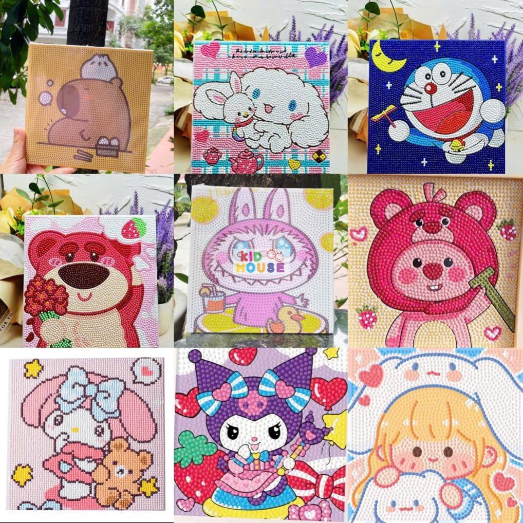 (20x20cm) Tranh đính đá hoạ tiết hoạt hình dễ thương độc đáo, tranh đính đá tự làm kuromi, capybara