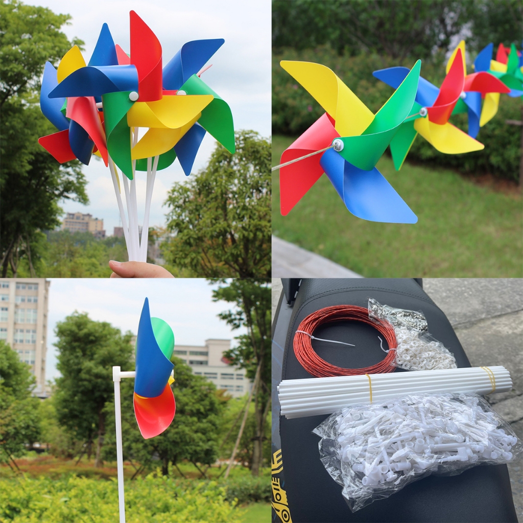 (25 cái) Chong chóng nhựa 4 cánh 4 màu trang trí,chụp ảnh kỷ yếu, trường học mầm non,decor
