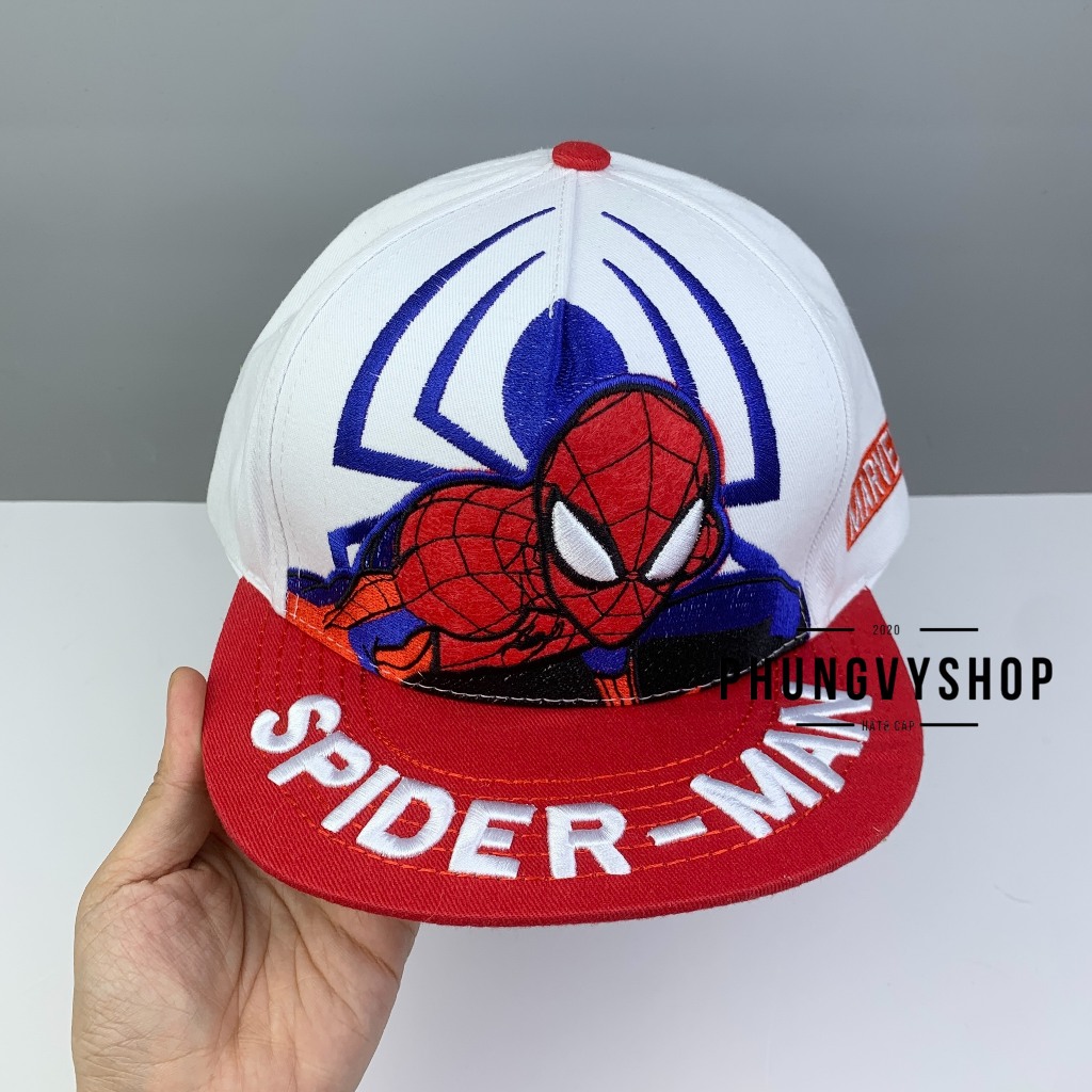 Bé 3-7 TUỔI/ Mũ hiphop snapback lưỡi trai bé trai phungvyshop- Nón trẻ em Siêu nhân NHỆN THÊU DÀY