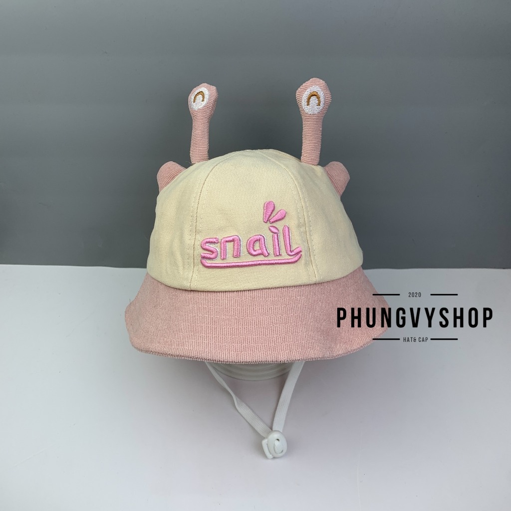 Bé Dưới 2 Tuổi/Vđ 48cm_Mũ bucket nhung tai bèo vành trai gái trẻ em phungvyshop-nón BO nhí / SNAIL /