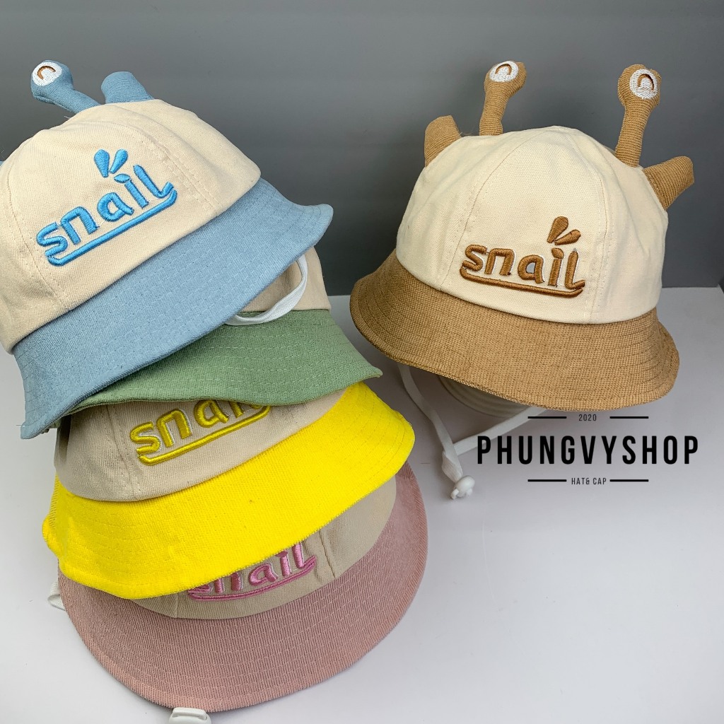Bé Dưới 2 Tuổi/Vđ 48cm_Mũ bucket nhung tai bèo vành trai gái trẻ em phungvyshop-nón BO nhí / SNAIL /
