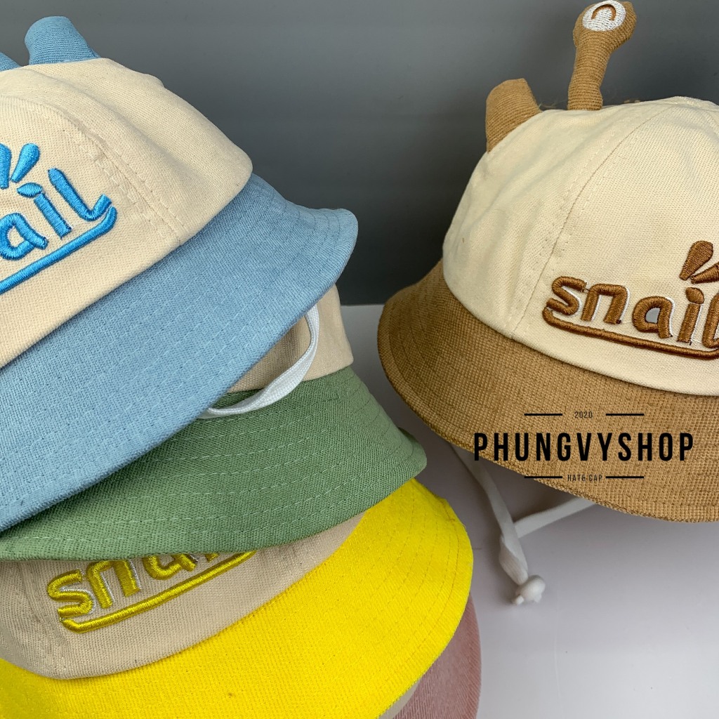 Bé Dưới 2 Tuổi/Vđ 48cm_Mũ bucket nhung tai bèo vành trai gái trẻ em phungvyshop-nón BO nhí / SNAIL /