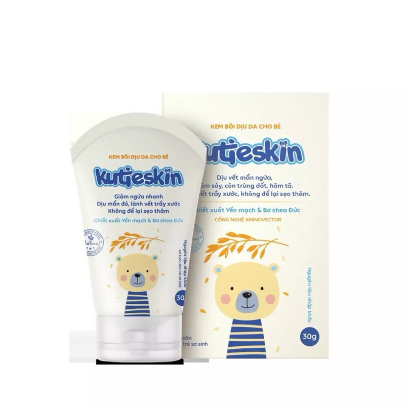 KUTIESKIN Kem bôi da tự nhiên chăm sóc làn da bé (Kem Dưỡng Ẩm / Chàm Sữa, lác sữa / Mẩn Ngứa, Hăm)