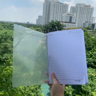 Sổ lò xo kẻ ngangTUANVIET BOOKS bìa nhựa trắng mờ/trong suốt A4-B5-A5 200 trang