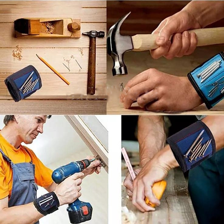 Băng đai nam châm đeo tay giữ đinh ốc vít phiên bản nâng cấp 15 viên nam châm , vòng tay nam châm cho thợ