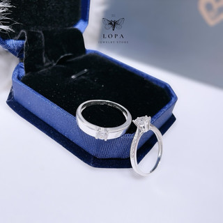 [Hộp Xinh] Nhẫn đôi bạc ta LoPa SK738 nam nữ | Nhẫn đôi nam trơn nữ cầu hôn xinh xắn điệu đà