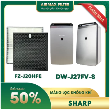 Màng lọc không khí Sharp: DW-J27FV-S. Màng lọc Hepa, màng lọc than hoạt tính khử mùi