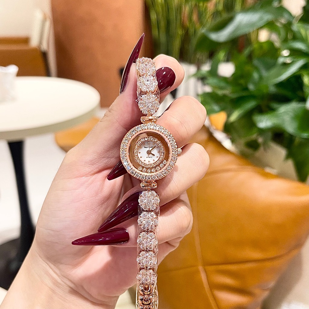 Đồng hồ nữ chính hãng Royal Crown 5308 dây thép đính đá cao cấp, chống nước, đeo tay đẹp, sang chảnh
