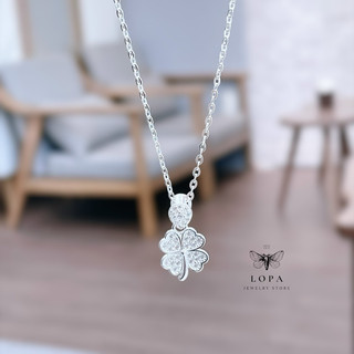 Dây chuyền nữ bạc ta Lopa, dáng đây công mặt bốn lá trắng Sk122