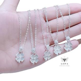 Dây chuyền nữ bạc ta Lopa, dáng đây công mặt bốn lá trắng Sk122