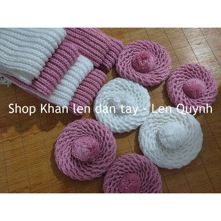 Khăn len đan tay kiểu đan cốt ăng lê dày ấm, mềm mại phù hợp cho cả nam và nữ - Len Vĩnh Thịnh sợi to - Quà tặng ý nghĩa