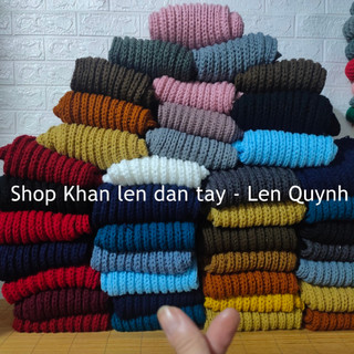 Khăn len đan tay kiểu đan cốt ăng lê dày ấm, mềm mại phù hợp cho cả nam và nữ - Len Vĩnh Thịnh sợi to - Quà tặng ý nghĩa