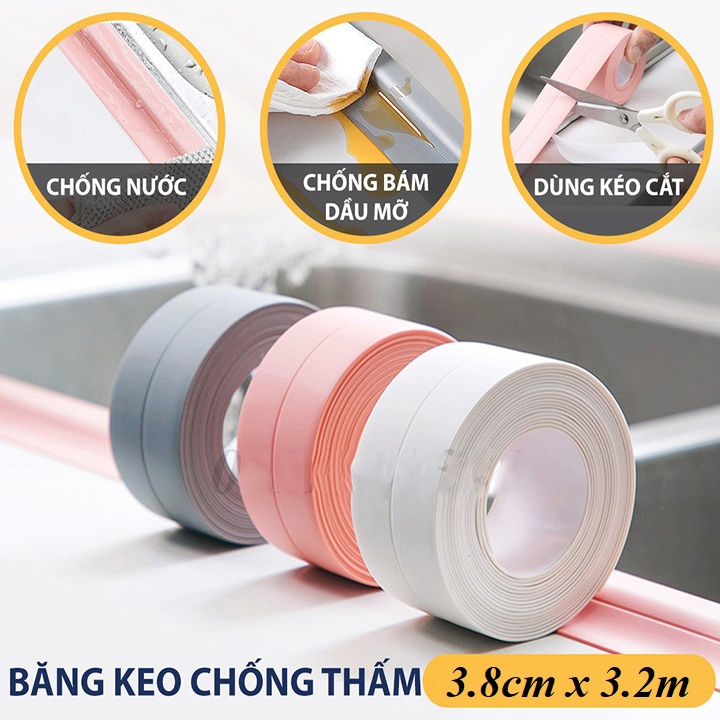 Băng dính chống thấm ❤️FREESHIP❤️ combo 2 cuộn băng keo chống thấm dầu mỡ bản rộng 38mm dài 3.2 mét