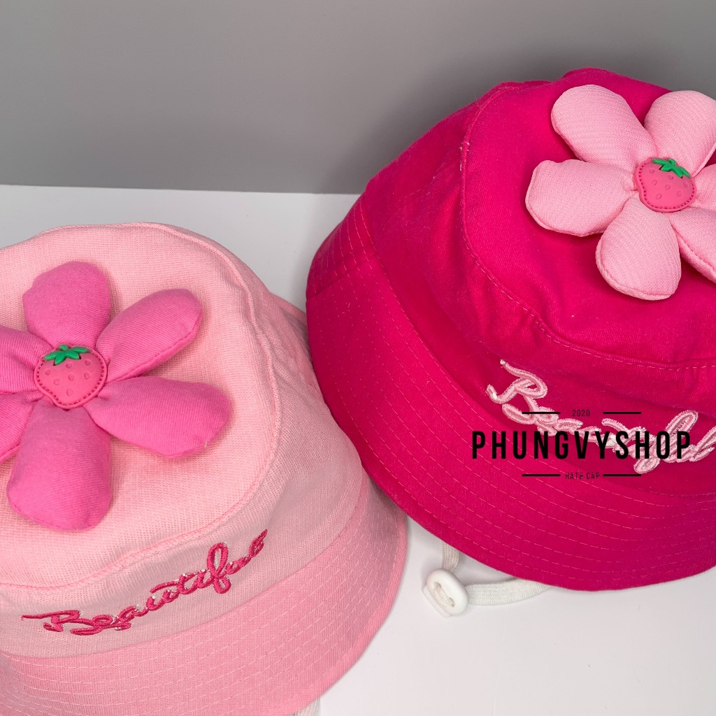 BÉ 3-6 Tuổi/ vđ 52cm, Mũ bucket tai bèo vành bé gái phungvyshop- Nón trẻ em TIFUL HOA XINH ĐẸP