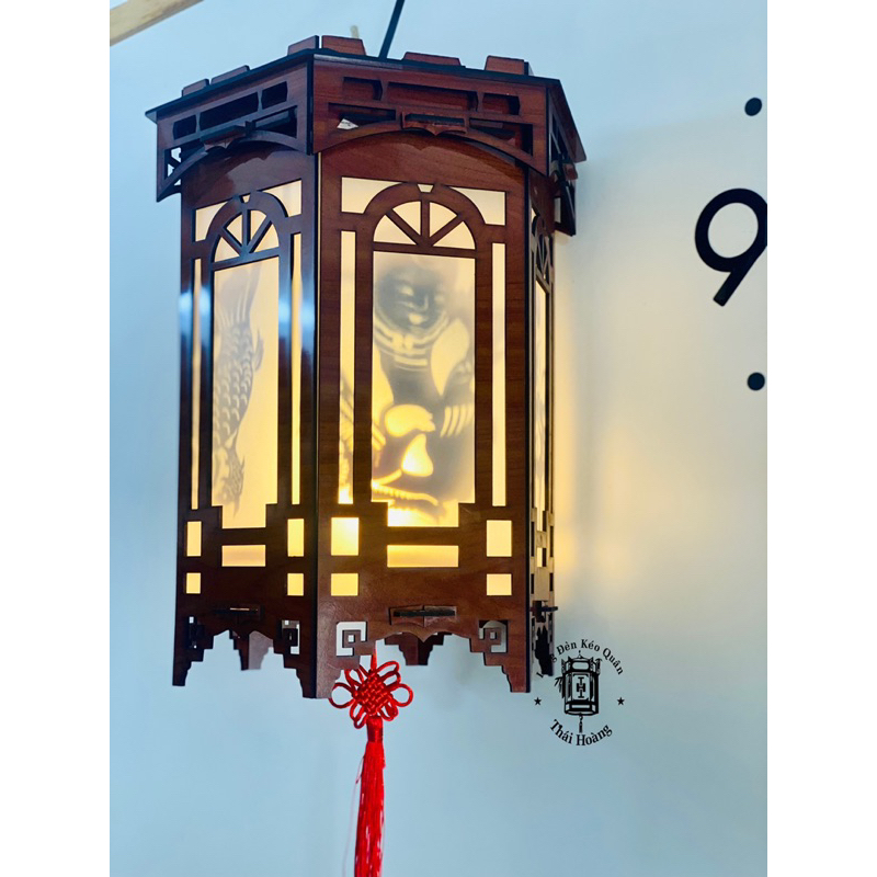 Đèn Kéo Quân gỗ cao 38cm sài điện( Hình quay Tranh Đông Hồ) | BigBuy360 - bigbuy360.vn