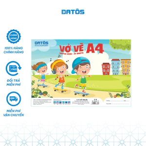 Vở vẽ 100gsm 40 trang (20 tờ) dán gáy A4 Batôs 3vàng sần, tốt cho mắt bé.