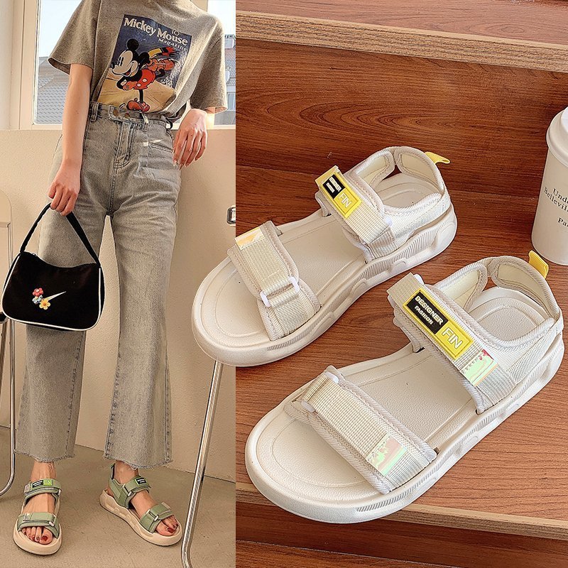 Sandal Nữ Quai Dán FIN Hàn Quốc Quai 3 Màu Hot Trend