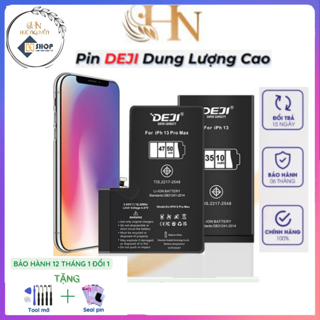 Pin Deji Cho ip 5s/6/6s/6p/6sp/7/7p/8/8p/x/xs/xr/xsm/11/11pro/11promx11/12/12Promax Bảo Hành 6 Tháng