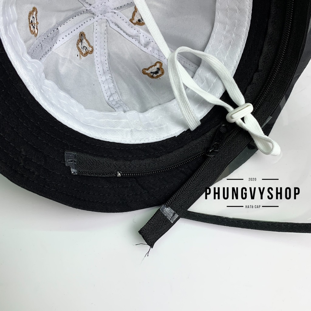 Bé 2-3 Tuổi/ Vđ 50cm_Mũ chống giọt bắn, chắn bụi gió mưa tai bèo vành trẻ em phungvyshop-Nón KIẾNG MÚI THÊU GẤU HẾT MŨ