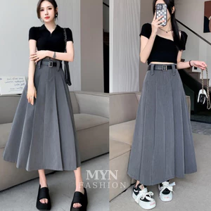 Chân Váy Dáng Dài Xòe Xếp Ly Lưng Cao, Chân váy dáng dài hạ ly, Chân Váy Nữ Dài Chất Xước Hàn Cao Cấp [MN - 004]
