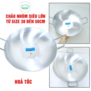 [CHÌNH HÃNG] CHẢO NHÔM 2 QUAI SÂU LÒNG SIÊU LỚN  DÀY TRƯỜNG THÀNH NHIỀU SIZE 38cm,40,42,44,46,48,50cm -HUNGHOME