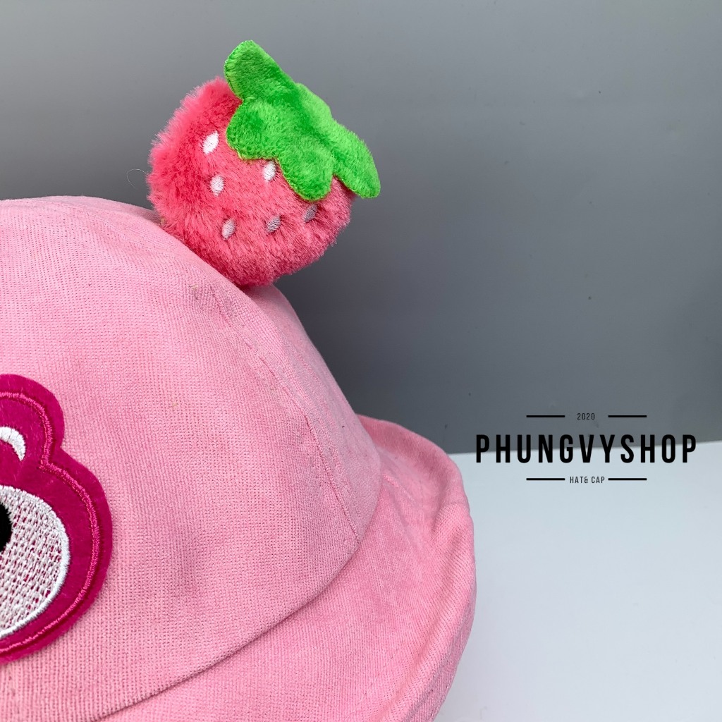 Mũ bucket tai bèo vành gái trẻ em phungvyshop-nón BO gấu dâu lotso hải ly LẬT NHUNG TUYẾT NỈ CÁCLOẠI