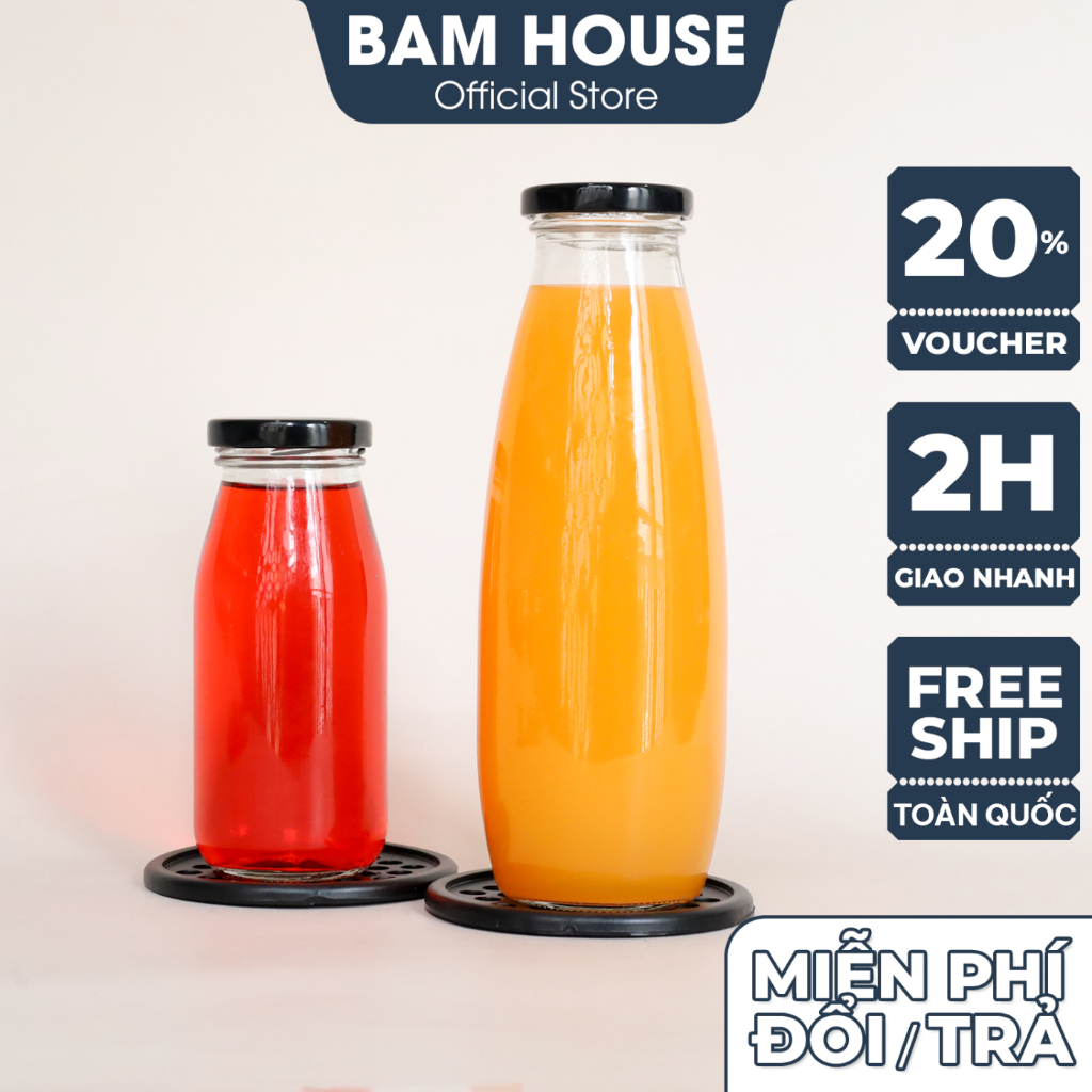 Ảnh Chai thủy tinh cao bầu Bam House nắp thiết dung tích 250ml 500ml cao cấp CSNT04 1