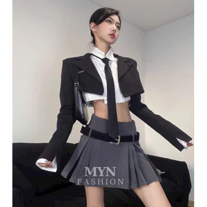 Chân Váy Ngắn Xếp Ly Dáng Chữ A Lưng Cao Chân Váy Nữ Xếp Ly Kiểu Dáng Tennis Ly To Màu Đen Xám [MY1999 - TẶNG ĐAI]