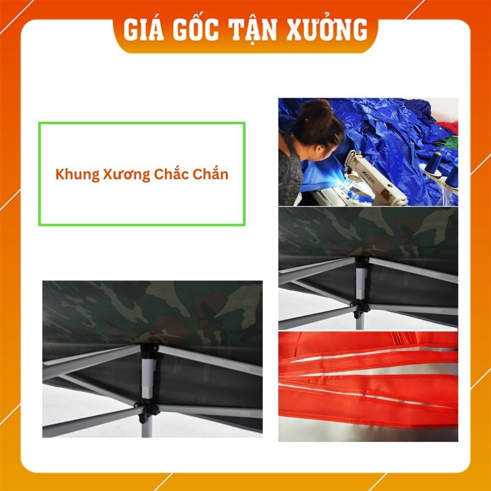 [Màu Rằn Ri] Nhà Bạt Di Động Đa Năng 3M X 3M Che Nắng, Che Mưa Ngoài Trời, Khung Thép Sơn Tĩnh Điện