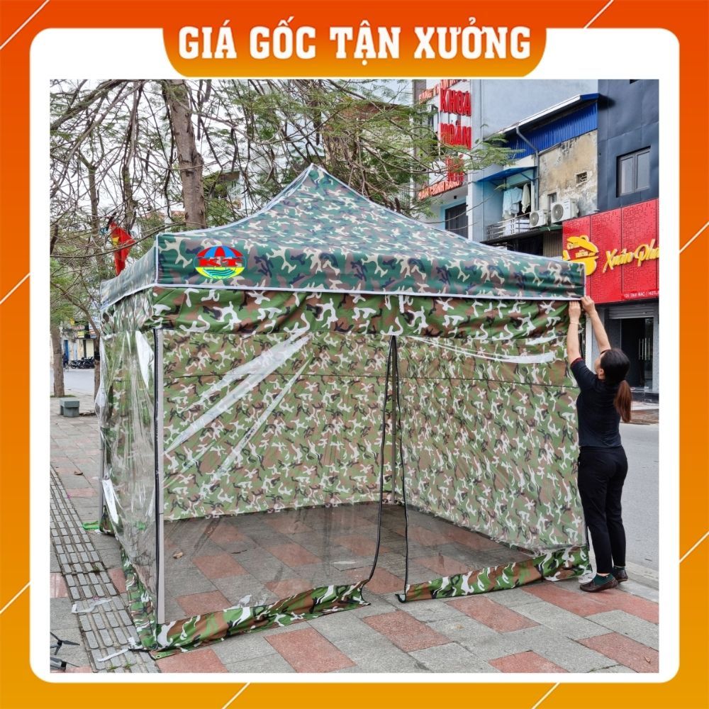 [Màu Rằn Ri] Nhà Bạt Di Động Đa Năng 3M X 3M Che Nắng, Che Mưa Ngoài Trời, Khung Thép Sơn Tĩnh Điện